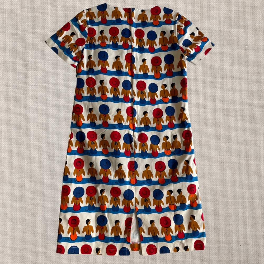 Stunning thick cotton arty shift dress with vibrant print. Size small - Picture 5 of 9
